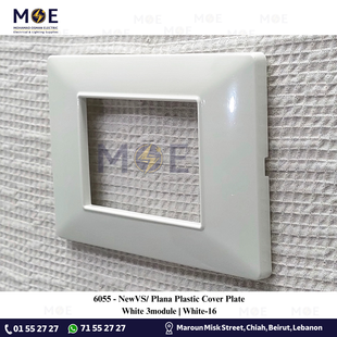 NewVS/ Plana Plastic Cover Plate White 3module | White-16 | بلاك بلاستيك ابيض
