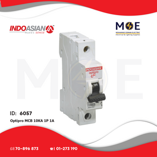 IndoAsian Optipro MCB 10kA 1P 1A | SPC1-811115x 811116x | دجنتور كهرباء مفرد - قاطع كهربائي