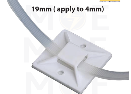 Giantlok Self Adhesive Cable Tie Mount 19mm ( apply to 4mm ) White | HW-3A-C | قاعدة رباط بلاستيك تلزيق