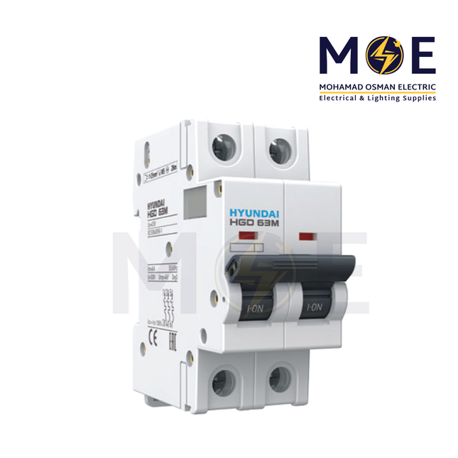 Hyundai MCB HGD63M 6KA 2P 10A | دجنتور كهرباء مجوز - قاطع كهربائي
