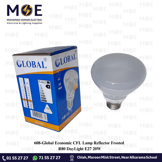 Global Economic CFL Lamp Reflector Frosted R80 DayLight E27 20W