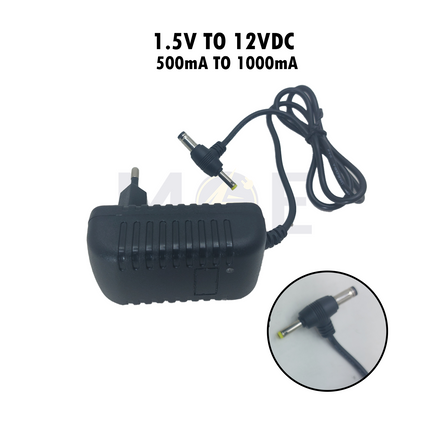 ANLIXUN Power Adapter With Wide/Medium Output Connector AC/DC 1.5V to 12V (Automatic) 500mA to 1000mA | ALX-1005SL
