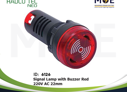 Hadco Signal Lamp With Buzzer Red 220V AC 22mm | AD22-22SM/RD | لمبة اشارة مع زمور احمر