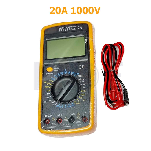 Digital Multimeter AC/DC  Volt&Amp, Resistance, Diode & Continuity 20A 1000V | DT9205A