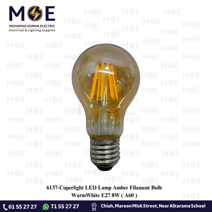 Cuperlight LED Lamp Amber Filament Bulb WarmWhite E27 8W | A60