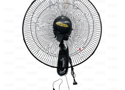 CROWN Wall Fan Black 60W 5 Blades 18inch | w999-CFW | مروحة حائطفراشات زوبعة اسود