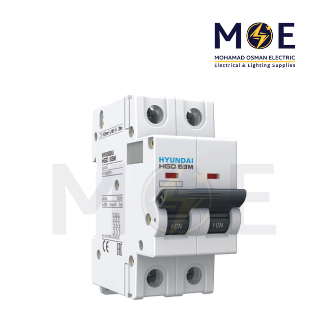 Hyundai MCB HGD63M 6KA 2P 16A | دجنتور كهرباء مجوز - قاطع كهربائي