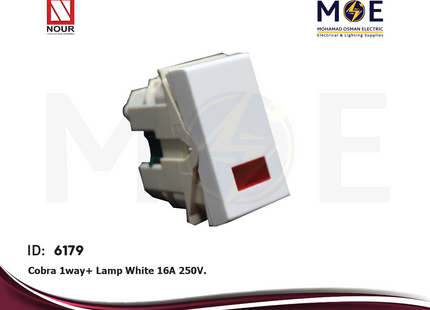 Nour Cobra 1way+ Lamp White 16A 250V. | 903 | مفتاح مفرد مع لمبة ابيض