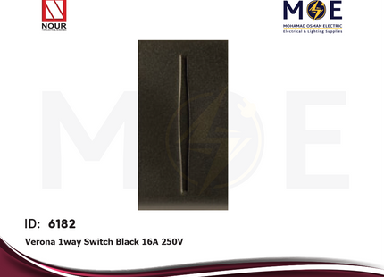 Nour Verona 1way Switch Black 16A 250V | 301V | مفتاح مفرد اسود