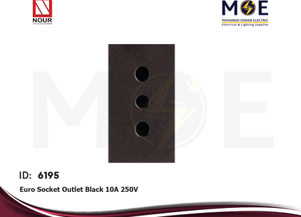 Nour European Socket Outlet Black 10A 250V | 306 | بريز اوروبي اسود