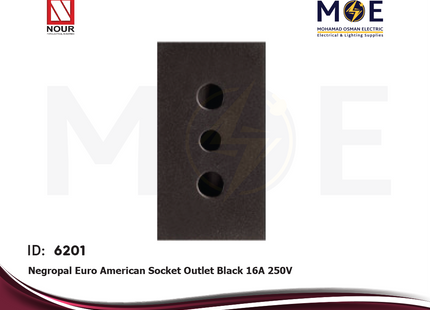 Nour Negropal European Socket Outlet Black 16A 250V | 308 | بريز اوروبي اسود