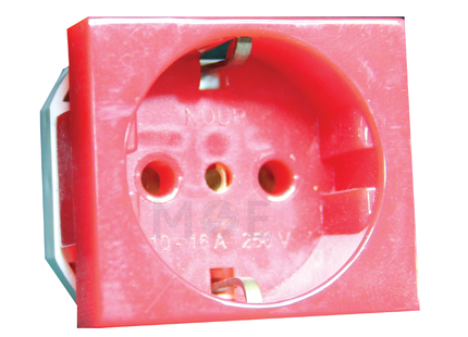 Nour Negropal Shuttered German Socket Outlet Red 16A 250V | 390-R | بريز شوكو احمر