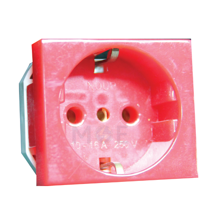 Nour Negropal Shuttered German Socket Outlet Red 16A 250V | 390-R