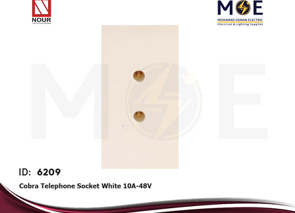 Nour Cobra Telephone Socket White 10A-48V | 993 | بريز تلفون ابيض