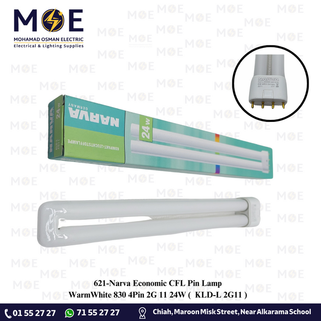 Narva Economic CFL Pin Lamp WarmWhite 830 4Pin 2G 11 24W | KLD-L 2G11