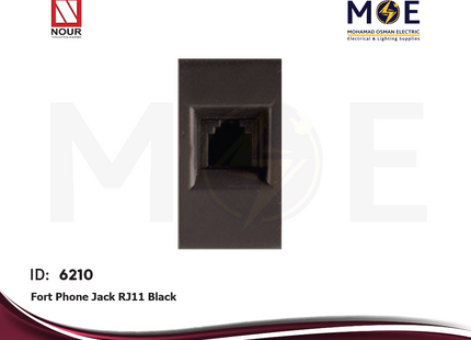 Nour Fort Telephone Socket | Phone Jack RJ11 Black | 395 | بريز تلفون باناسونيك خطين اسود
