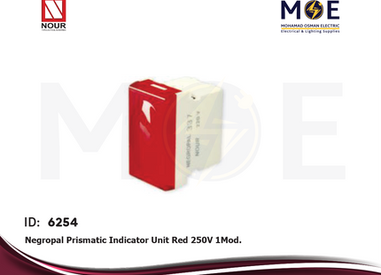 Nour Negropal Prismatic Indicator Unit Red 250V 1Module | 337 | لمبة اشارة احمر