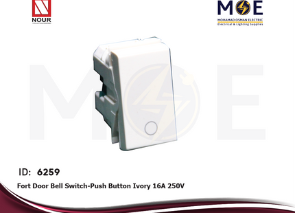 Nour Fort Door Bell Switch/ Push Button Ivory 16A 250V | 705F | كباس جرس عاجي