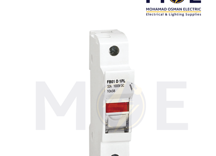 Power+ Din Fuse Holder With Indicator 10x38mm 32A 1000VDC | YCFPV-32-RT18PV-32X | دجنتور بيت فيوز مع ضو - حامل فيوز على سكة دين - قاعدة فيوز