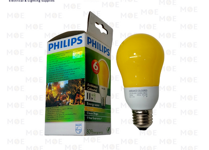 Philips Economic CFL Lamp Classic Shape Yellow E27 11W | لمبة توفير برم بول اصفر
