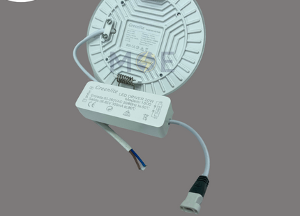Greenlite LED Downlight/ Panel Light White Ceiling Flush Mounted FrameLess Circular Daylight 6400K 2000Lm 10.5cm 20W | GR-1800-20W | سبوت ليد مدور مخفي بدون كادر ابيض دايلايت