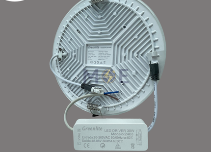 Greenlite LED Downlight/ Panel Light White Ceiling Flush Mounted FrameLess Circular Warmwhite 3000K 3000Lm 15cm 30W | GR-2403-30W | سبوت ليد مدور مخفي بدون كادر ابيض ورم وايت