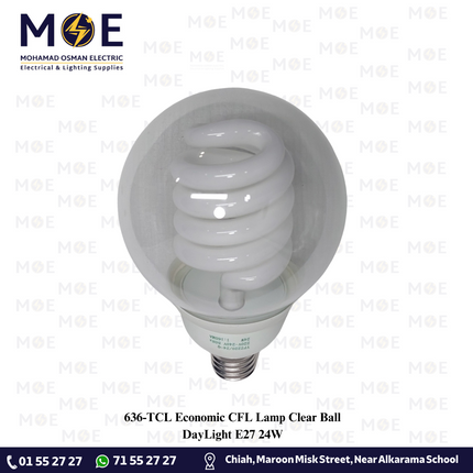 TCL Economic CFL Lamp Clear Ball DayLight E27 24W