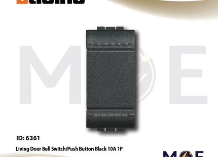 Bticino Living Door Bell Switch/ Push Button Black 10A 1P | TIC-L4005N | كباس جرس اسود مع غطا