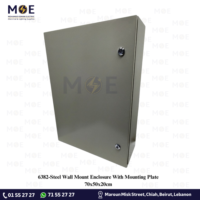 Steel Wall Mount Enclosure With Mounting Plate 70x50x20cm