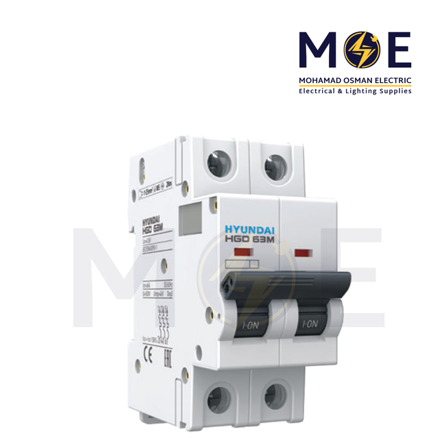 Hyundai MCB HGD63M 6KA 2P 25A | دجنتور كهرباء مجوز - قاطع كهربائي