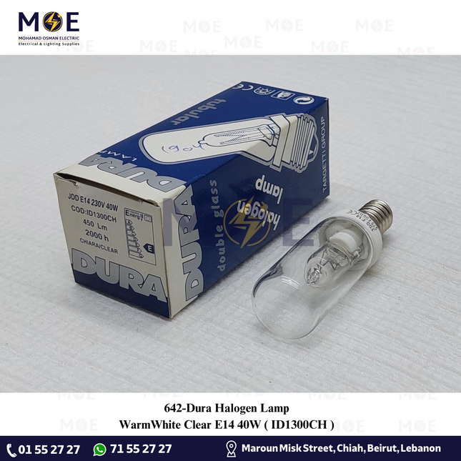 Dura Halogen Lamp WarmWhite Clear E14 40W | ID1300CH