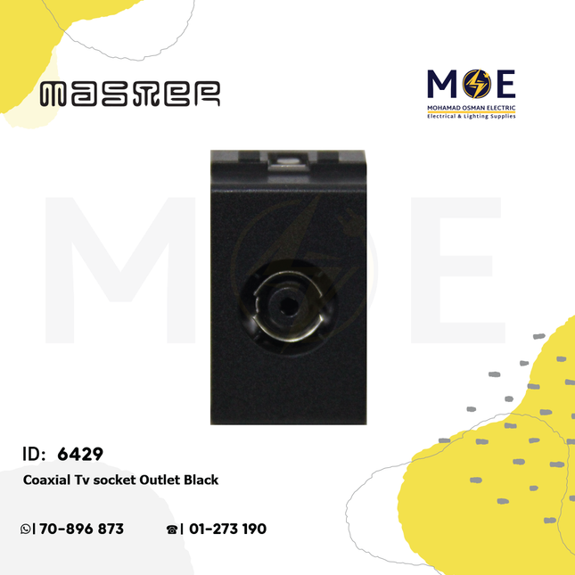 MASTER Coaxial TV socket Outlet Black | 6012-BL | بريز تلفزيون اسود