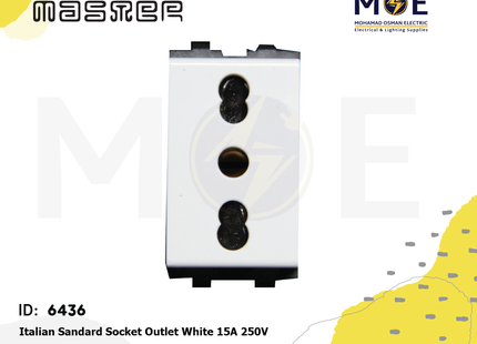 Master Italian Sandard Socket Outlet White 15A 250V | 6034 | بريز امان ابيض