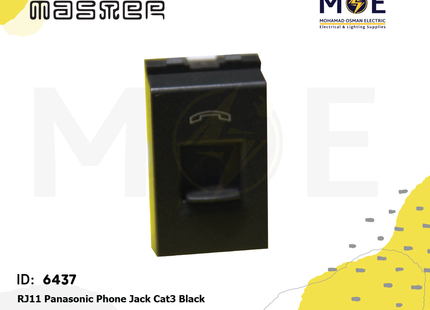 Master Telephone Socket | RJ11 Panasonic Phone Jack Cat3 Black | 6014-BL | بريز تلفون باناسونيك اسود