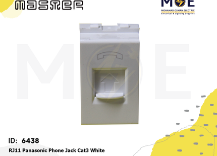 Master Telephone Socket | RJ11 Panasonic Phone Jack Cat3 White | 6014 | بريز تلفون باناسونيك ابيض
