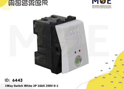 Master 1Way Switch White 2P 16AX 250V 0-1 | 6030 | مفتاح مفرد خطين ابيض