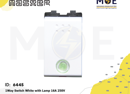 Master 1Way Switch White with Lamp 16A 250V | 6000 | مفتاح مفرد مع لمبة ابيض