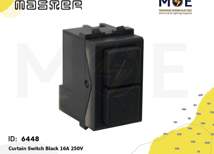 Master Curtain Switch Black 16A 250V | 6021-BL | كباس ستور اسود