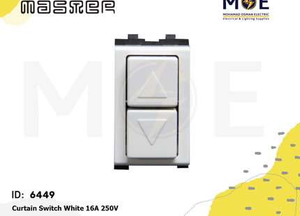 Master Curtain Switch White 16A 250V | 6021 | كباس ستور ابيض