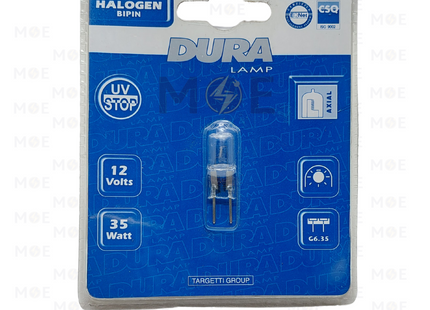 Dura Halogen Pin Capsule/Lamp WarmWhite Clear G6.35 35W DC 12V | 1948-BSD | لمبة شك هالوجين شفاف