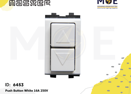 Master Push Button White 16A 250V | 6020 | كباس ستور ابيض