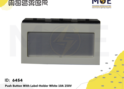 Master Push Button With Label Holder White 10A 250V | 6055 | كباس باسم ابيض