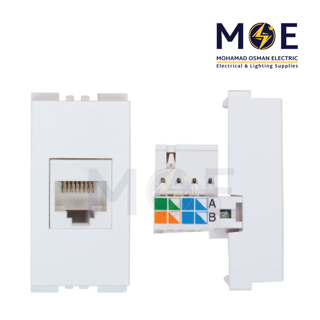 SAS Eco Cat6 Data Socket RJ45 White | 50-684 | بريز داتا ابيض