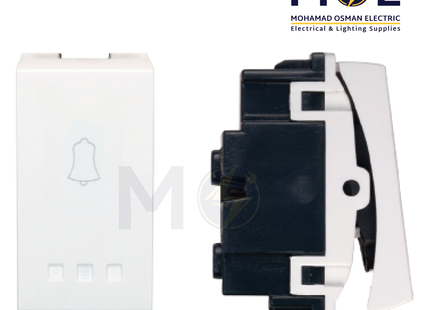SAS Eco Door Bell Switch/ Push Button White | Eco-50-512 | كباس جرس برسمة ابيض