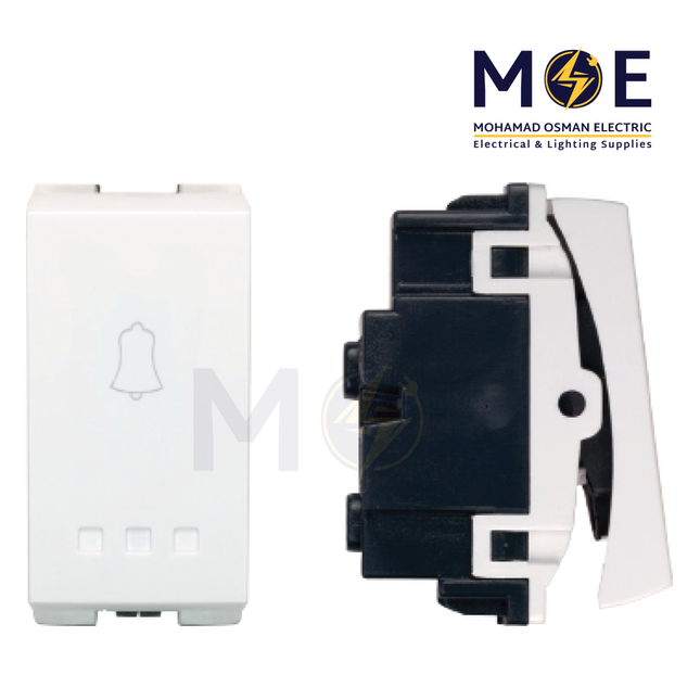 SAS Eco Door Bell Switch/ Push Button White | Eco-50-512 | كباس جرس برسمة ابيض