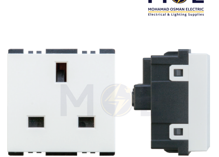 SAS Eco English Standard Socket Sicury Outlet White 2P+E 13A 250V | Eco-50-208 | بريز انكليزي امان ابيض