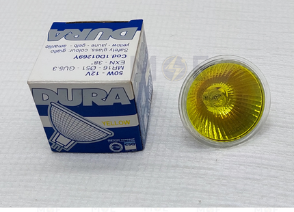 Dura Halogen Spot Lamp Yellow GU5.3 MR16 50W DC 12V | 1D01269Y | لمبة سبوت هالوجين اصفر