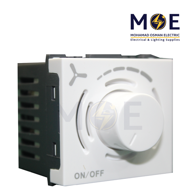 SAS Eco Fan Dimmer White 1P 250W 220V 1module | Eco- 50- 804 | ديمر مروحة ابيض
