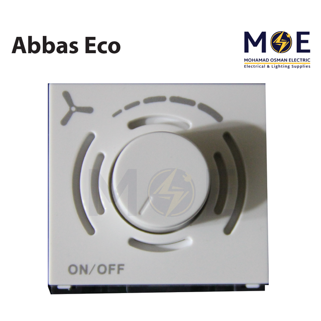 SAS Eco Fan Dimmer White 1P 250W 220V 1module | Eco- 50- 804 | ديمر مروحة ابيض