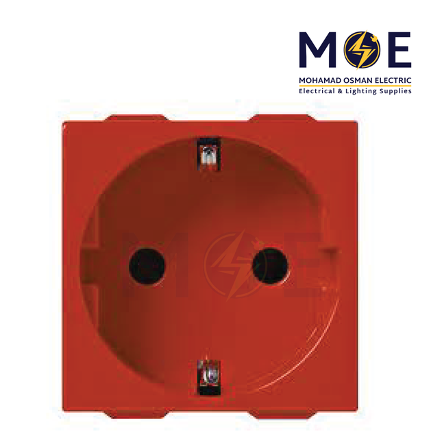 SAS Eco German Standard Socket Sicury Outlet Red 2P+E 16A 250V | Eco-52-297 | بريز شوكو امان احمر